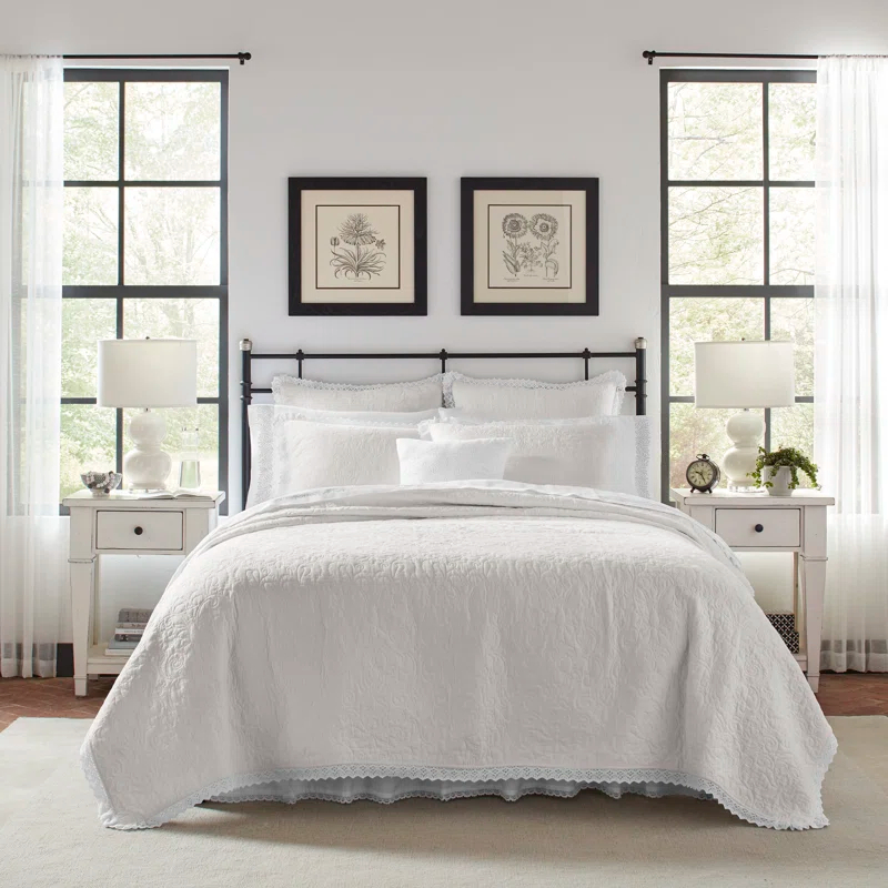Laura Ashley Laura Ashley Heirloom Crochet Cotton Reversible Quilt Set