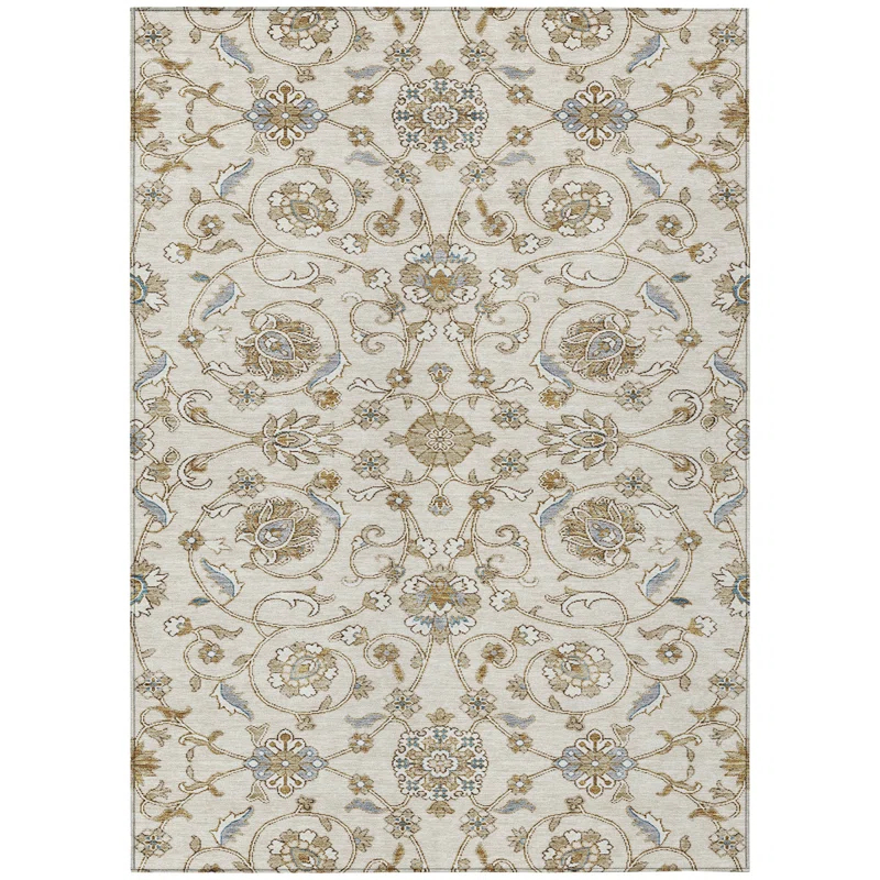 Machine Washable Indoor/Outdoor Cicel ACN1149 Ivory Rug