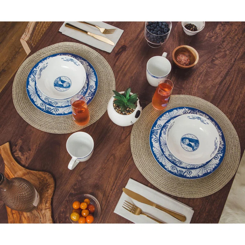 Ukonic Disney The Nightmare Before Christmas Jack And Sally 8-Piece Dinnerware Set, Service for 2