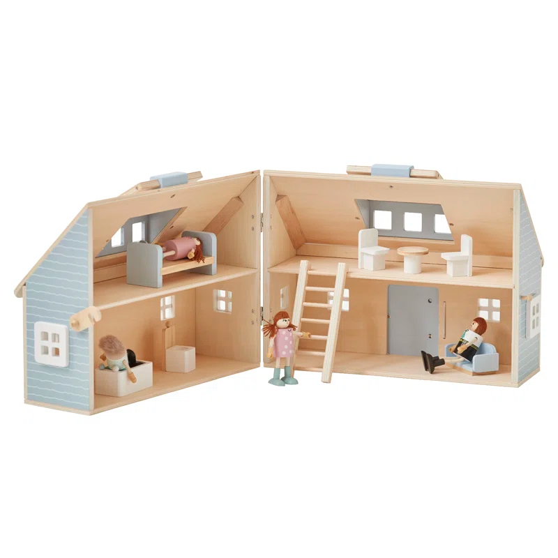 Teamson Kids Olivia's Little World Quaint Portable Doll Cottage + Accessories for 3.5" Dolls