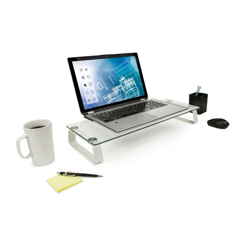 Mount-it Mount-It! Glass Computer Monitor Riser and Laptop Stand, 22 Inches Wide, 44 Lbs. Carrying Capacity