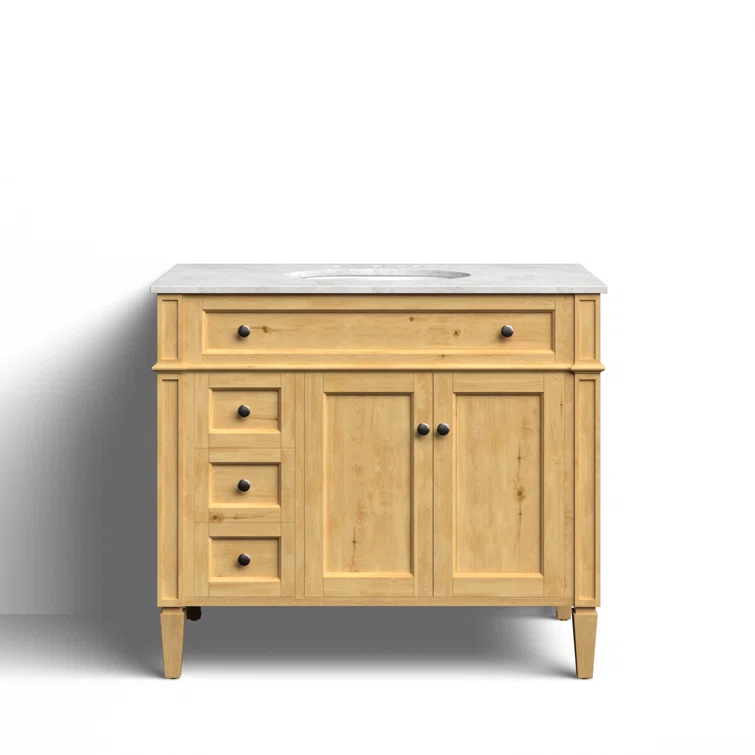 Rivers 40" Free-Standing Single Bathroom Vanity Set with Marble Vanity Top