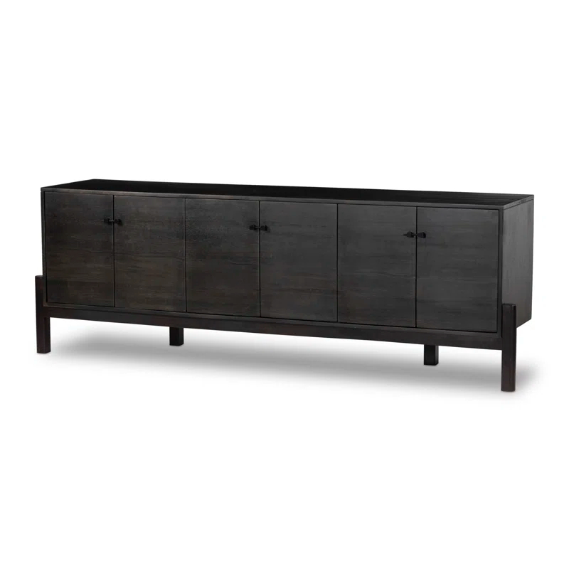Black Parawood Media Console with Cabinet