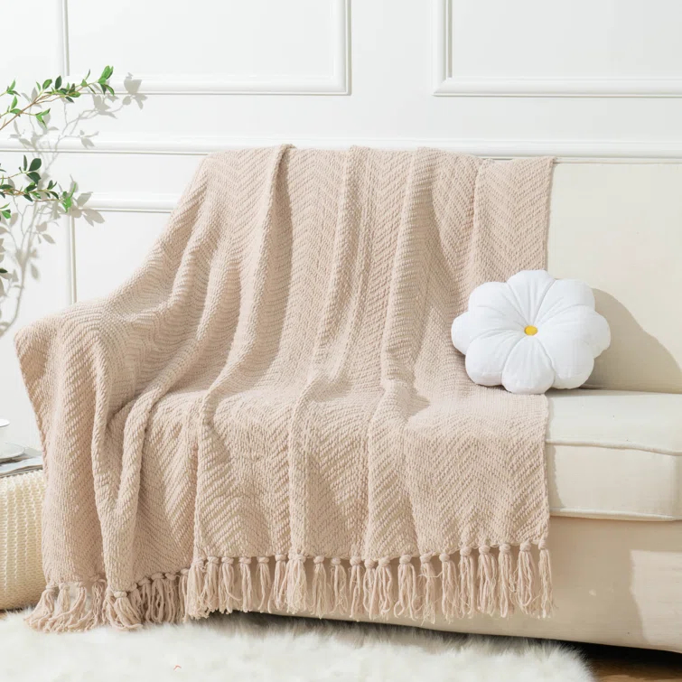 Battilo Home Throw Blanket for Couch, Super Soft Cozy Warm Throws for Twin Bed, Knit Woven Chenille Blanket Versatile for Sofa Bedroom Home Decor