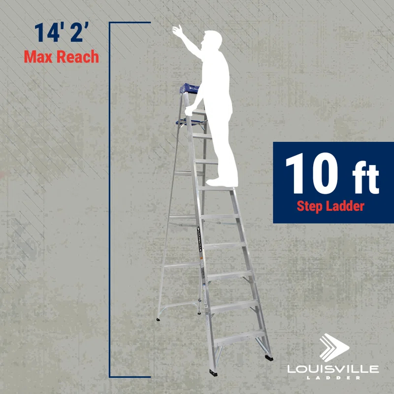 Louisville Ladder 10 ft. Aluminum Step Ladder with 250 lbs. Load Capacity Type I Duty Rating