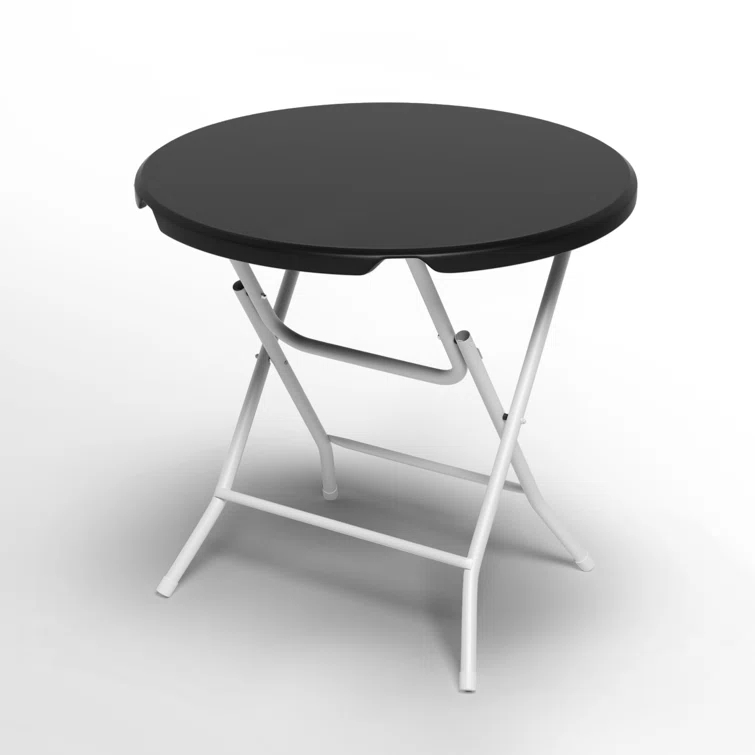 MoNiBloom 31.5" Round Folding Banquet Table, Portable Plastic Coffee Card Dining Table for Outdoor Party Event