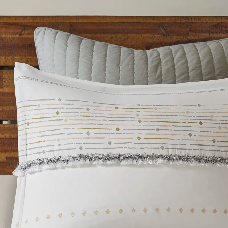 INK+IVY Nea Boho, Mid-Century 3 Piece Stripe Cotton Comforter Set With Tassels