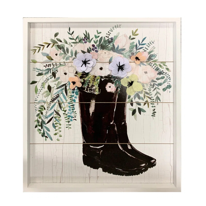 Prinz " Rain Boots With Raised Felt Flowers "