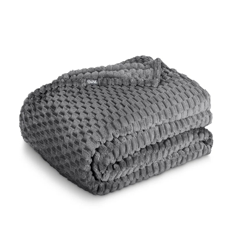 Bare Home Plush Textured Microplush Fleece Blanket | Wayfair
