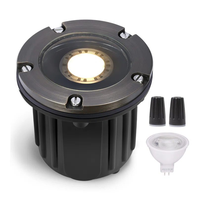 Gardenreet White Low Voltage Integrated LED Solid Brass Well Light Kit
