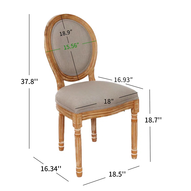 2PC French Country Dining Chairs with Round Back,Solid Wood Legs, Accent Side Chairs