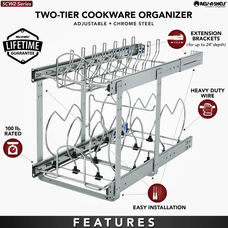 Rev-A-Shelf Rev-A-Shelf Pullout Cabinet Pot and Pan Organizer
