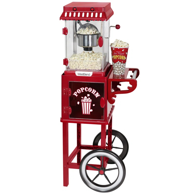 West Bend West Bend Compact Popcorn Machine and Cart, 10-Cup Capacity