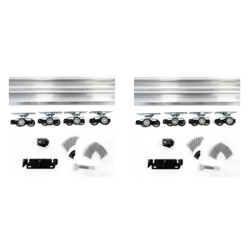 Villar Home Designs 3 Pack Heavy Duty Sliding Bypass Door Hardware KIT Set 72 Inch for Bypass Doors