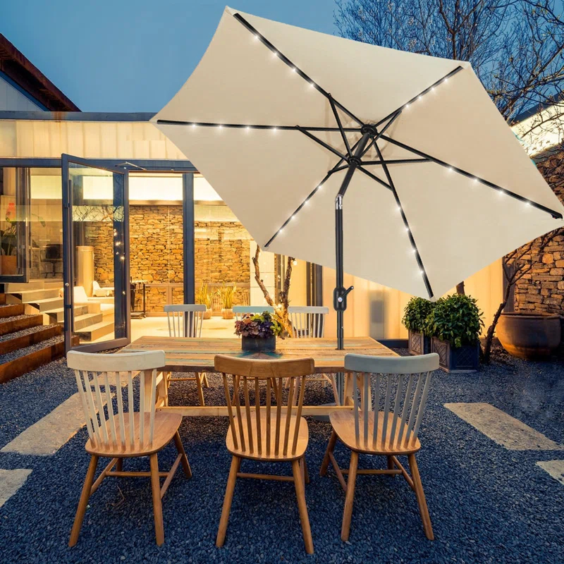 KUTIME Fruiteam 90'' Lighted Tilt Market Umbrella