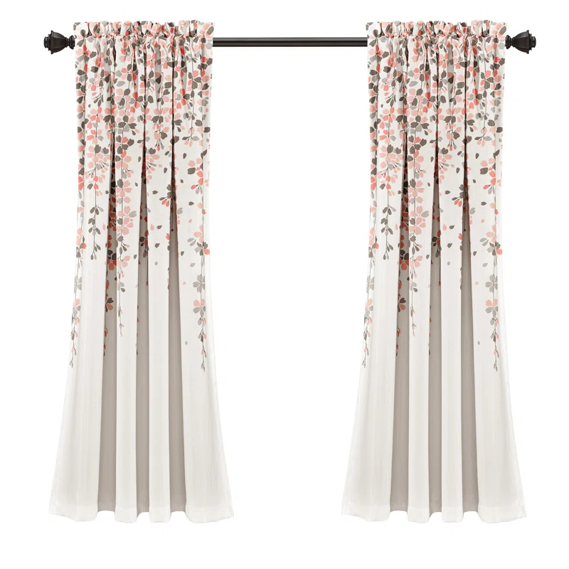 Lush Decor Weeping Flowers Floral Room Darkening Thermal Rod Pocket Curtain Panels (Set of 2)