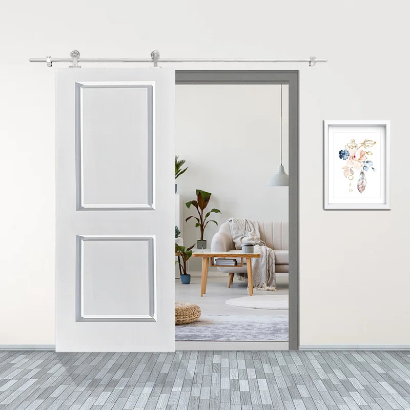 Calhome 80'' Solid + Manufactured Wood Paneled Painted with Installation Hardware Kit Barn Door