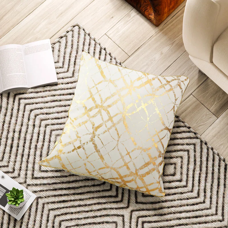Saro Lustrous Pillow Collection Geometric Cotton Pillow Cover