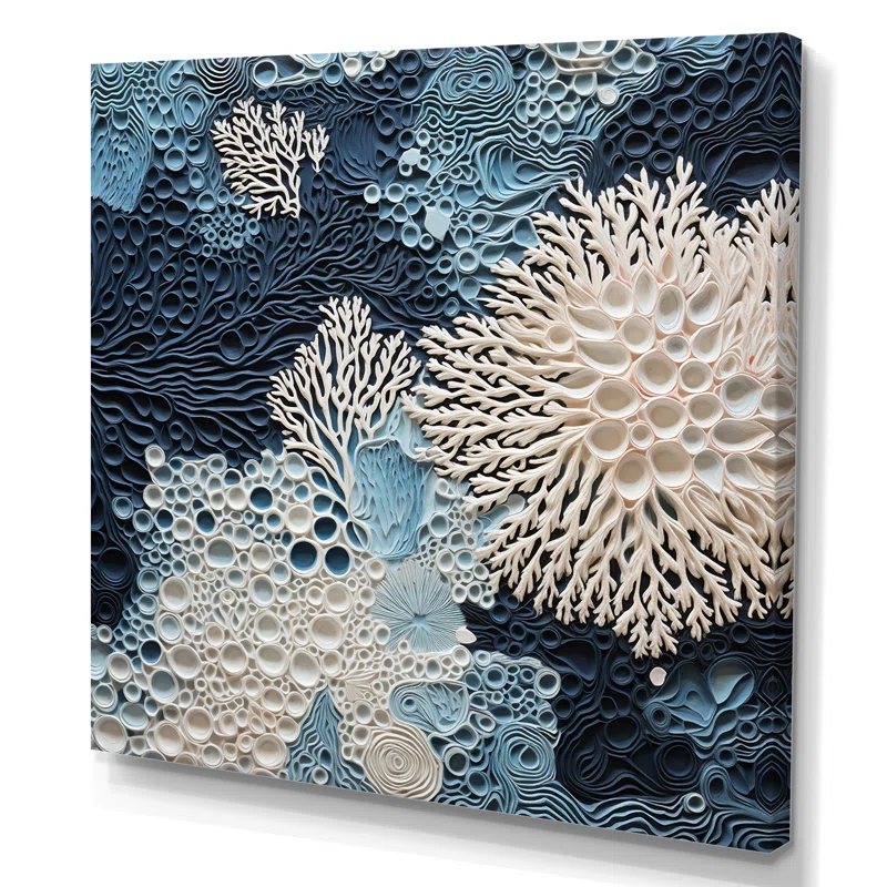 Design Art " Under Water Blue And White Corals Collage "
