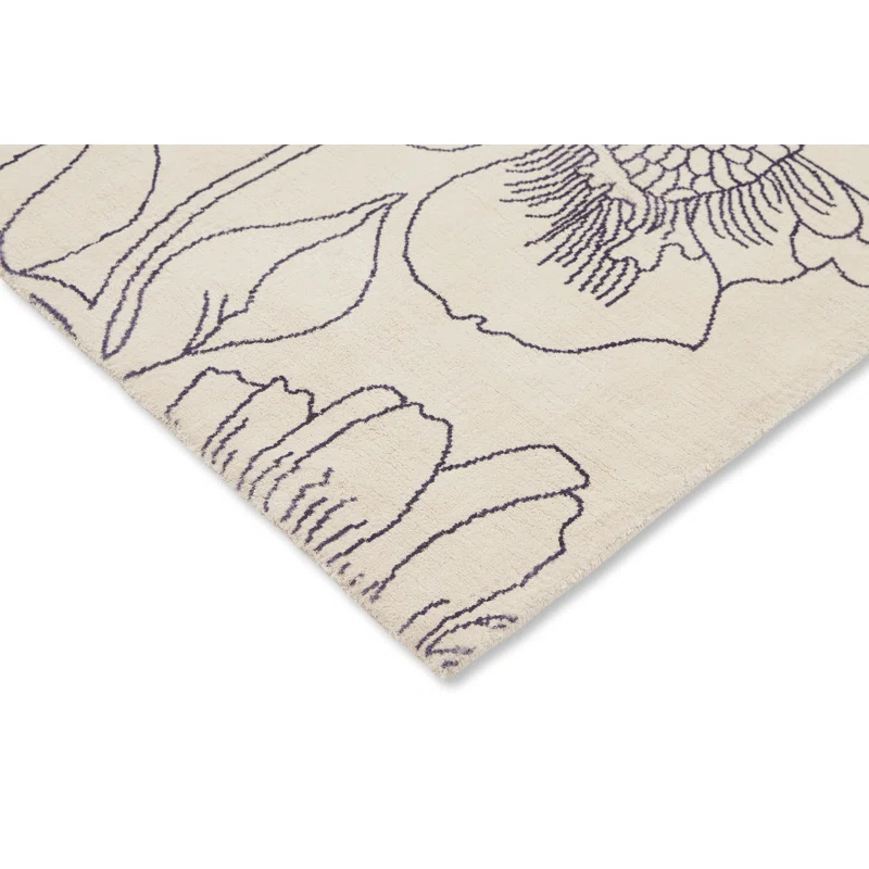 Ted Baker Floral Handmade Tufted Wool Area Rug in Light Gray/Ivory