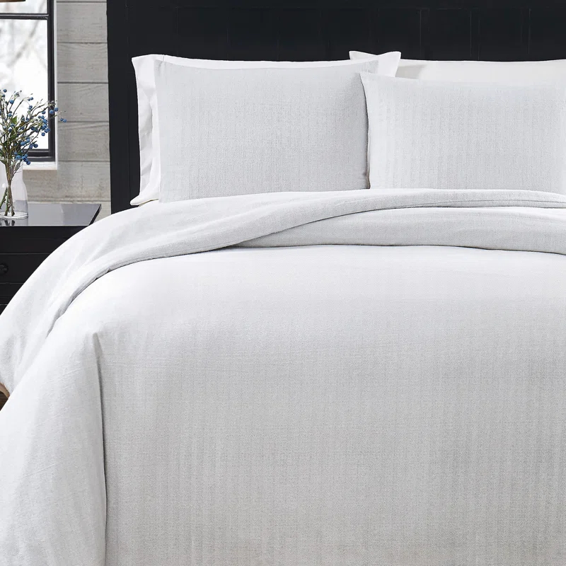 London Fog London Fog Herringbone Flannel Duvet Cover Set