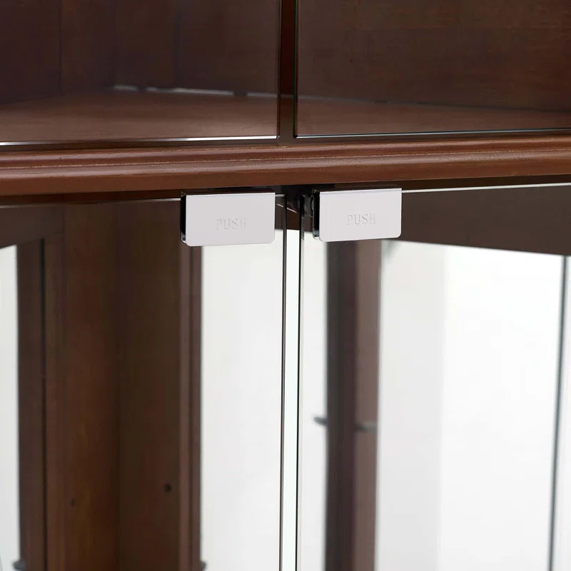Lark Manor™ Corner Curio Dispaly Cabinet with Lights, Adjustable Tempered Glass Shelves, Mirrored Back