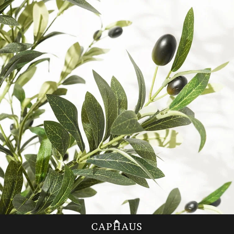 CAPHAUS CAPHAUS Artificial Olive Tree with Fruit, Fake Potted Topiary Tree with Dried Moss, 5 / 6 / 7 Feet