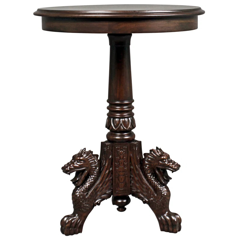 Design Toscano Heraldic Dragon Pedestal End Table