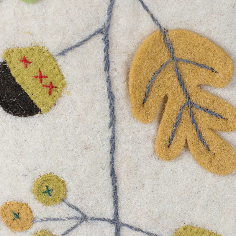 One Allium Way® Handmade Leaves Of The Season Applique Wool Felt Christmas Stocking