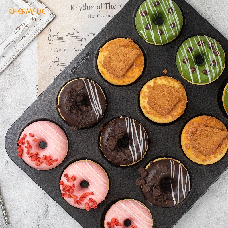 CHEFMADE CHEFMADE 12 Cavity Donut Pan Ring Doughnut Baking Pan
