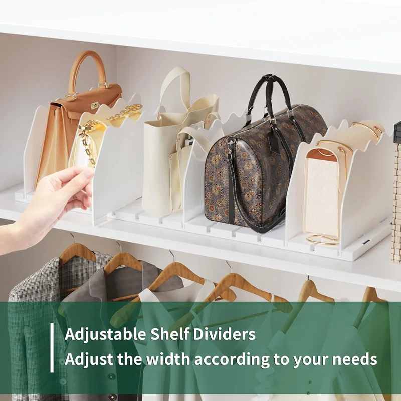 Rebrilliant Adjustable Shelf Divider for Closet, Closet Acrylic Handbag Separators Storage Organizer