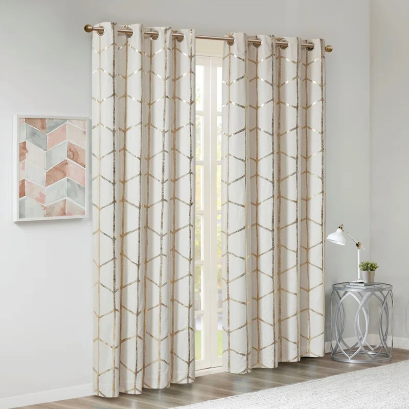 Intelligent Design Raina Geometric Total Blackout Grommet Single Curtain Panel