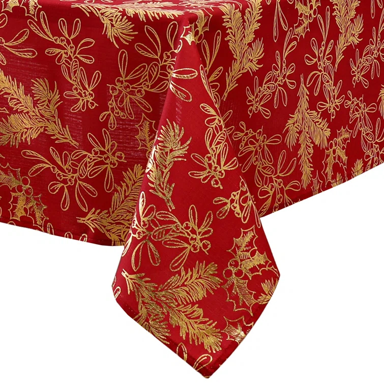 The Holiday Aisle® Kailyne Foil Woodland Holiday Fabric Tablecloth
