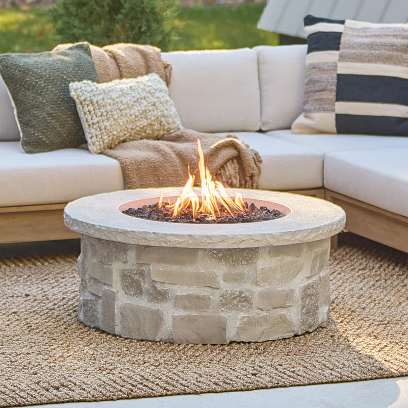 Real Flame Scottsdale 40" Round Stone Propane Fire Pit Table By Real Flame