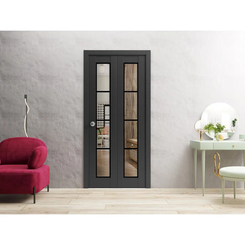SARTODOORS 2466 Solid + Manufactured Wood Paneled Bi-Fold Door