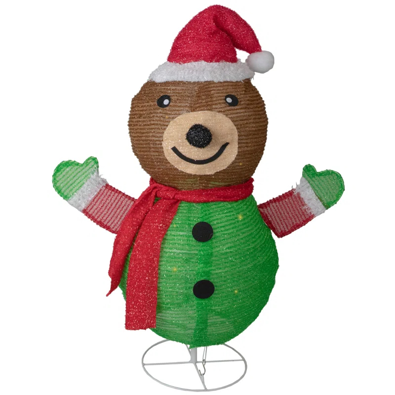 Northlight Seasonal 25" Pop-up Bear Wearing Santa Hat Outdoor Christmas Decoration