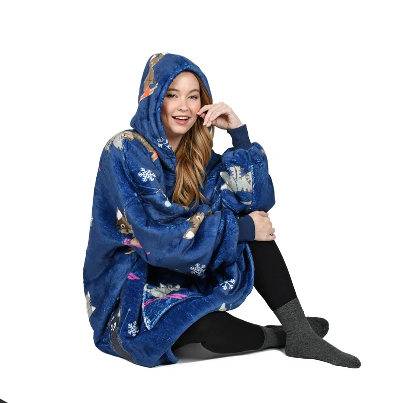 Catalonia Panda Oversized Wearable Warm Blanket Hoodie Sweatshirt Pullover with Pocket for Women,Holiday Gift