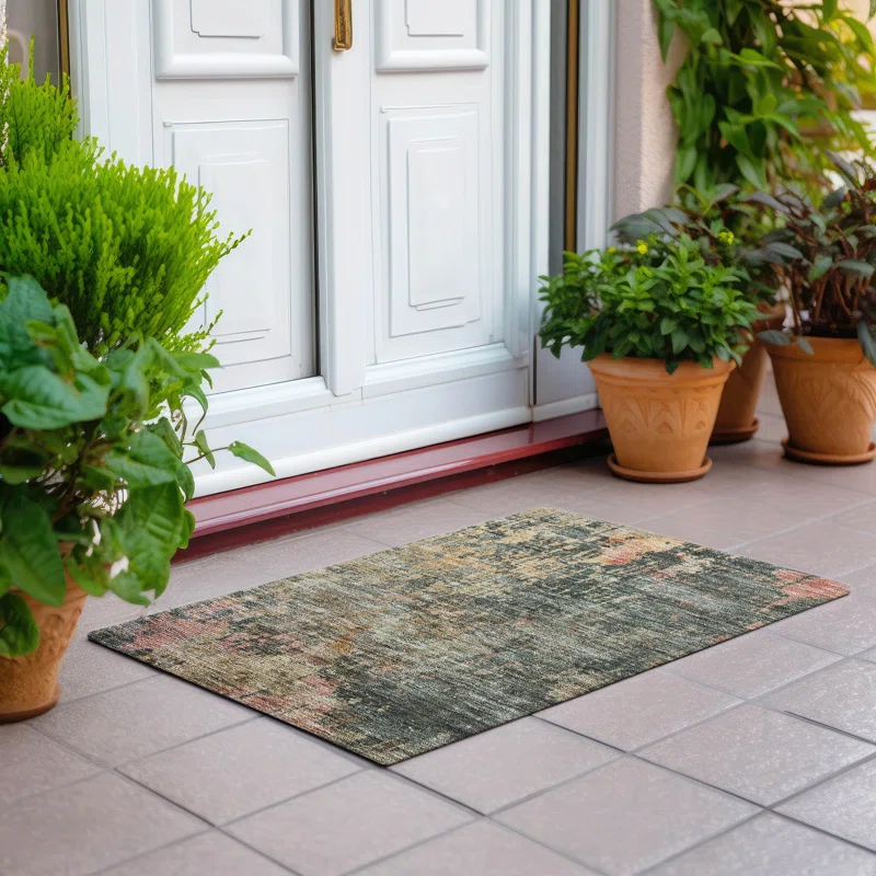 Wade Logan® Machine Washable Indoor/Outdoor Cicel ACN1214 Sage Rug