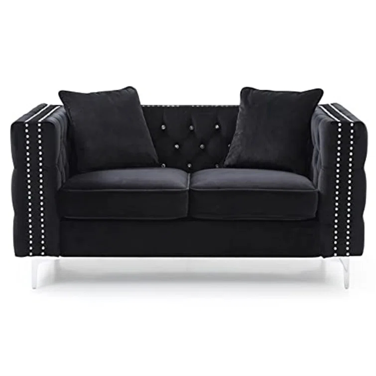 Glory Furniture Paige Mid Century Modern Velvet Loveseat