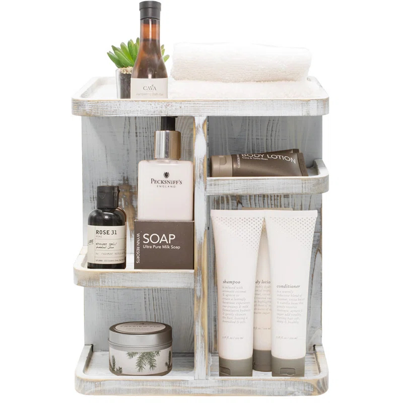 Sorbus 360 degree Rustic Bamboo Rotating Makeup Organizer