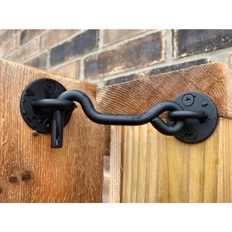 MAXAYA 4” Privacy Hook And Eye Gate Latch Easy Lock For Barn Door, Blac...