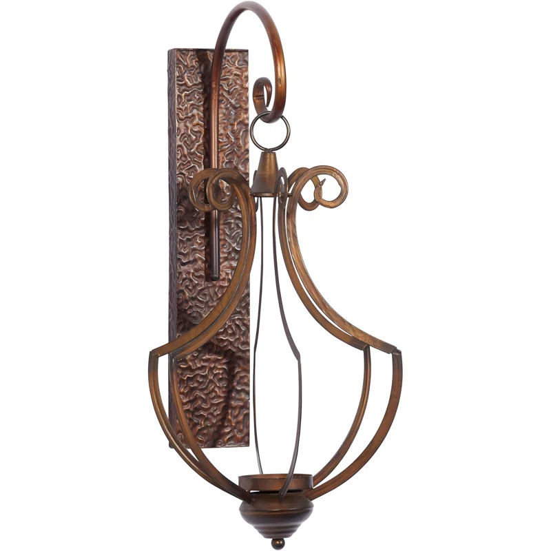 Co-t Bronze Iron Wall Sconce With Textured Finish And Glass Globe For Elegant Candle Display