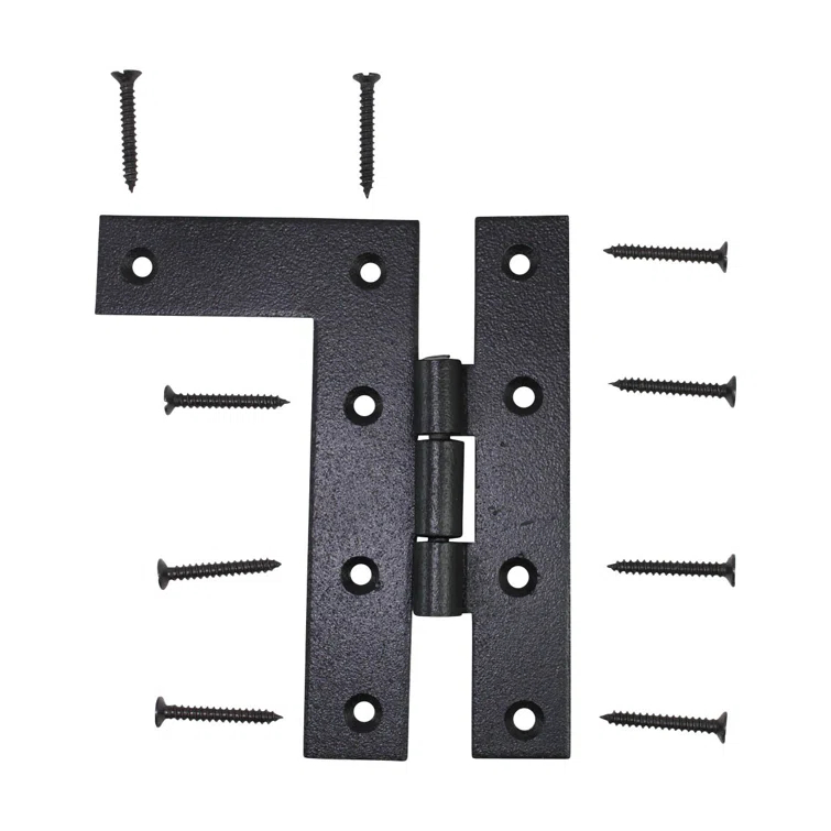 The Renovators Supply Inc. Pair Flush H-L Wrought Iron Cabinet Hinge Surface Mount Hinge