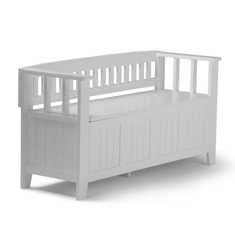 Simpli Home Acadian 48"W Solid Wood Entryway Storage Bench with Lift-Top Lid and Dual Compartments