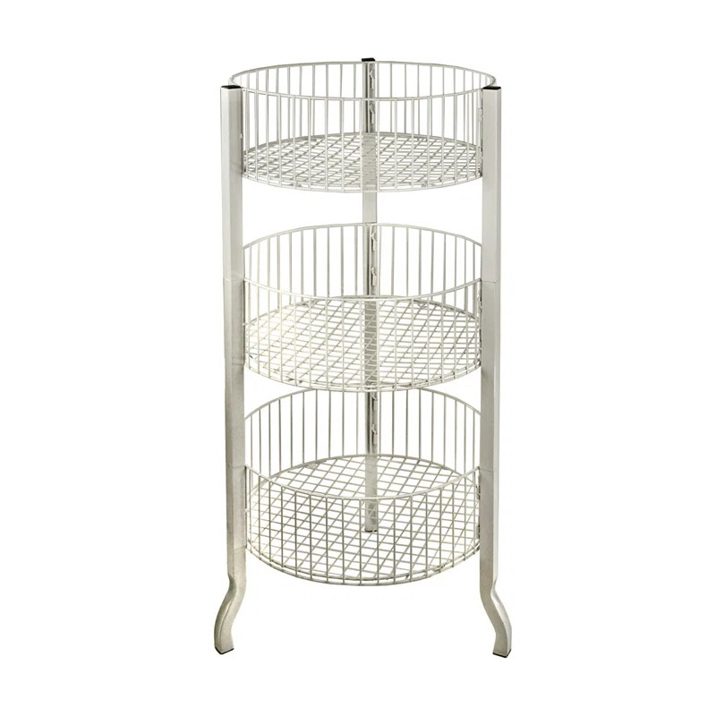Azar Displays Three-Tiered Large White Wire Bin