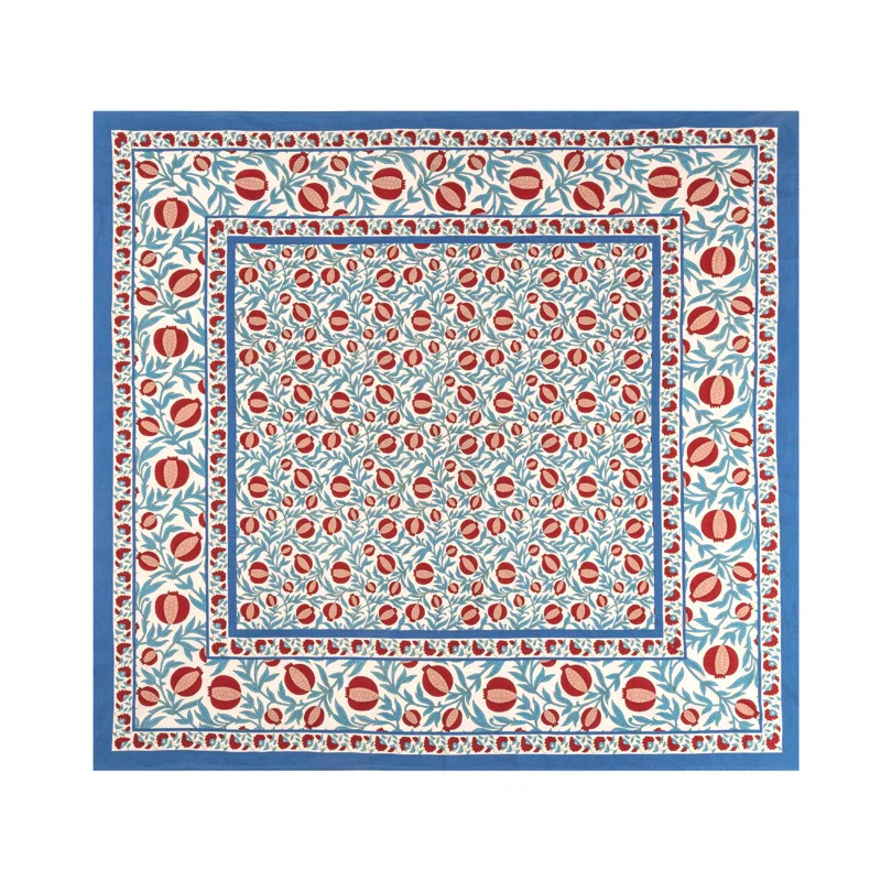 Square Floral Cotton Tablecloth