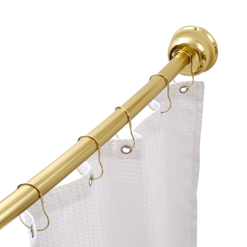 Utopia Alley Utopia Alley Rustproof Fixed Mount Single Curved Shower Rod, Aluminum, adjustable from 45" to 72" Wide