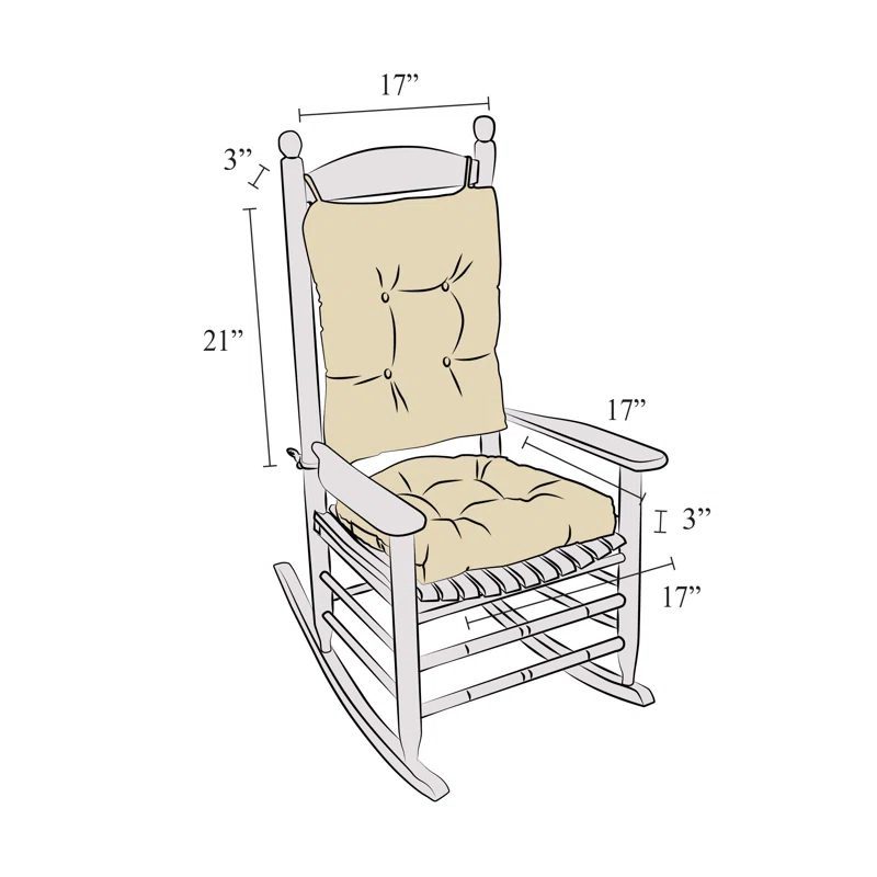 Klear Vu Outdoor 3'' Rocking Chair Seat / Back Cushion