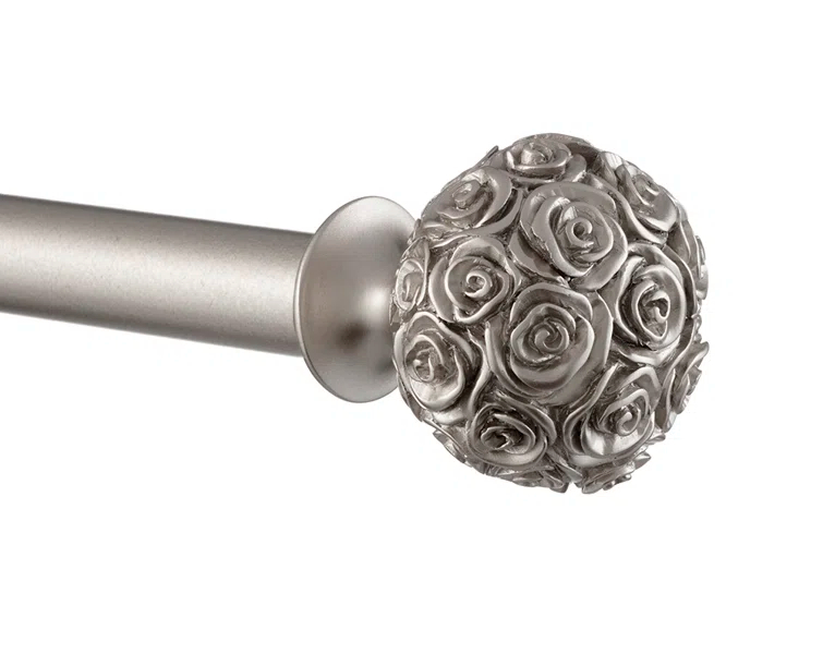 Rosdorf Park Etheredge Exclusive Home Peony 1" Curtain Rod and Coordinating Finial Set, Adjustable