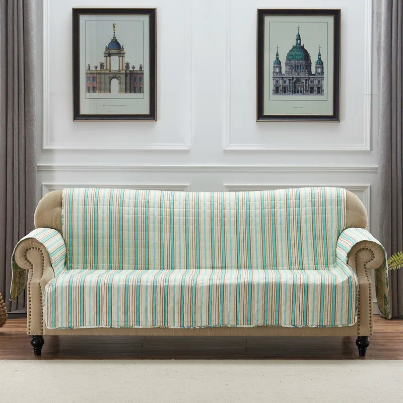 Barefoot Bungalow Atlantis Jade Reversible Furniture Slipcover